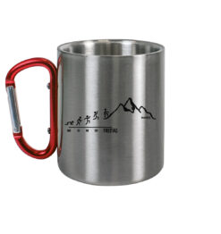 Endlich Freitag Wandern Karabinertasse aus Edelstahl für Bergsteiger, die Berge und Bergfreunde. Ein tolles Berg Geschenk für die Bergtour, Bergfans und Bergliebhaber. Nachhaltige Berg Geschenke und Berg Tassen hier bestellen.