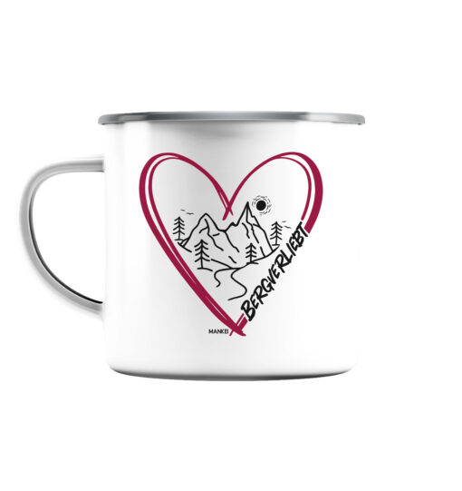 Bergverliebt Berg Tasse aus Emaille für Bergsteiger, die Berge und Bergfreunde. Ein tolles Berg Geschenk für die Bergtour, Bergfans und Bergliebhaber. Nachhaltige Berg Geschenke und Berg Tassen hier bestellen.