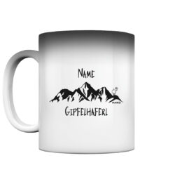 Personalisierte Zaubertasse Gipfelhaferl. Berg Tasse aus Porzellan für Bergsteiger, die Berge und Bergfreunde. Ein tolles Berg Geschenk für die Bergtour, Bergfans und Bergliebhaber. Nachhaltige Berg Geschenke und Berg Tassen hier bestellen.