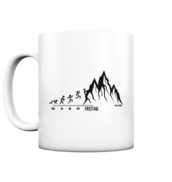 Endlich Freitag Klettern Tasse aus Porzellan für Bergsteiger, die Berge und Bergfreunde. Ein tolles Berg Geschenk für die Bergtour, Bergfans und Bergliebhaber. Nachhaltige Berg Geschenke und Berg Tassen hier bestellen.