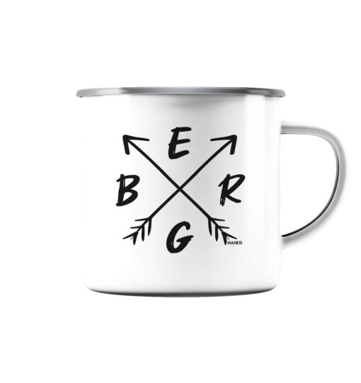 Berg Emaille Tasse für Bergsteiger, die Berge und Bergfreunde. Ein tolles Berg Geschenk für die Bergtour, Bergfans und Bergliebhaber. Nachhaltige Berg Geschenke und Berg Tassen fürs Wandern hier bestellen.