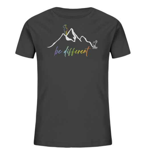 Bio Be Different Kinder Shirt fürs Wandern, die Berge und Bergfreunde. Ein tolles Berg Geschenk für die Bergtour, Bergfans und Bergliebhaber. Nachhaltige Berg Geschenke und Berg T-Shirts hier bestellen.