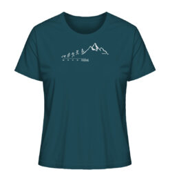 Bio Endlich Freitag Wandern Damen Shirt fürs Wandern, die Berge und Bergfreunde in blau. Ein tolles Berg Geschenk für die Bergtour, Bergfans und Bergliebhaber. Nachhaltige Berg Geschenke und Berg T-Shirts für Damen hier bestellen.