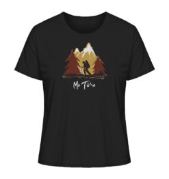 Schwarzes Bio Me Time Damen Berg Shirt fürs Wandern, die Berge und Bergfreunde. Ein tolles Berg Geschenk für die Bergtour, Bergfans und Bergliebhaber. Nachhaltige Berg Geschenke und Berg T-Shirts hier bestellen.