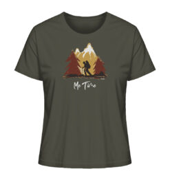 Grünes Bio Me Time Damen Berg Shirt fürs Wandern, die Berge und Bergfreunde. Ein tolles Berg Geschenk für die Bergtour, Bergfans und Bergliebhaber. Nachhaltige Berg Geschenke und Berg T-Shirts hier bestellen.