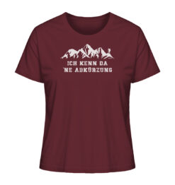 Ich kenn da ne Abkürzung Damen T-Shirt für Bergfreunde in weinrot. Ein lustiges Berg T-Shirt zum Wandern und als Geschenk für Bergfreunde.