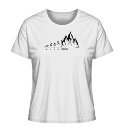 Bio Endlich Freitag Klettern Damen T-Shirt fürs Bergsteigen, die Berge und Bergfreunde in Weiß. Ein tolles Berg Geschenk für die Bergtour, Bergfans und Bergliebhaber. Nachhaltige Berg Geschenke und Klettershirts für Damen hier bestellen.