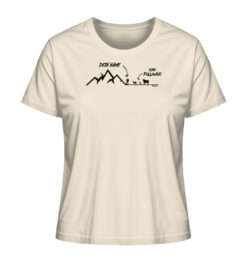 Naturweißes Bio Meine Follower personalisiertes Damen Berg Shirt fürs Wandern, die Berge und Bergfreunde. Ein tolles Berg Geschenk mit Namen für die Bergtour, Bergfans und Bergliebhaber. Nachhaltige Berg Geschenke und personalisierte Berg T-Shirts mit Namen hier bestellen.