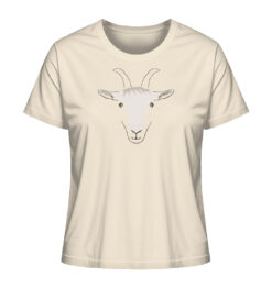 Naturweißes Bio Bergziege Damen Shirt fürs Wandern, die Berge und Bergfreunde. Ein tolles Berg Geschenk für die Bergtour, Bergfans und Bergliebhaber. Nachhaltige Berg Geschenke und Berg T-Shirts hier bestellen.