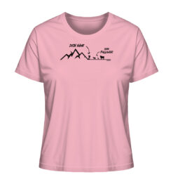 Rosa Bio Meine Follower personalisiertes Damen Berg Shirt fürs Wandern, die Berge und Bergfreunde. Ein tolles Berg Geschenk mit Namen für die Bergtour, Bergfans und Bergliebhaber. Nachhaltige Berg Geschenke und personalisierte Berg T-Shirts mit Namen hier bestellen.