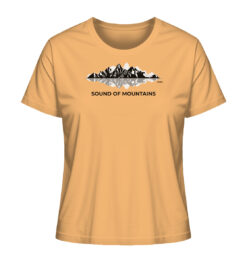 Sound of Mountains T-Shirt für Bergfreunde in gelb. Ein elegantes Damen Berg T-Shirt zum Wandern und als Geschenk für Bergfreunde.