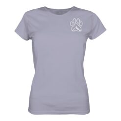 Hundepfote Berg Damen T-Shirt für Bergfreunde in lavender. Ein besonderes Berg T-Shirt zum Wandern und als Geschenk für Hundefreunde. Perfekt fürs Wandern mit Hund.