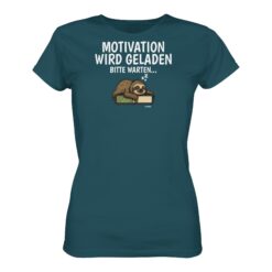 Faultier Motivation T-Shirt für Bergfreunde in blau. Ein lustiges Damen Faultier T-Shirt zum Wandern und als Geschenk für Bergfreunde und Faultierliebhaber.
