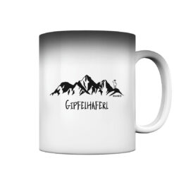 Gipfelhaferl Berg Zaubertasse. Berg Tasse aus Porzellan für Bergsteiger, die Berge und Bergfreunde. Ein tolles Berg Geschenk für die Bergtour, Bergfans und Bergliebhaber. Nachhaltige Berg Geschenke und Berg Tassen hier bestellen.