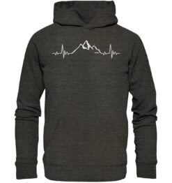 Bio Herzschlag Berge Hoodie fürs Wandern, die Berge und Bergfreunde. Ein tolles Berg Geschenk für die Bergtour, Bergfans und Bergliebhaber. Nachhaltige Berg Geschenke und Berg Hoodies hier bestellen.