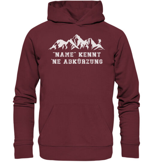 Bio Ich kenn da ne Abkürzung Hoodie. Personalisierter Berg Hoodie fürs Wandern, die Berge und Bergfreunde. Ein tolles Berg Geschenk mit Namen für die Bergtour, Bergfans und Bergliebhaber. Nachhaltige Berg Geschenke und personalisierte Berg Hoodies mit Wunschnamen hier bestellen.