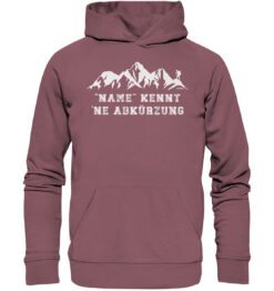 Bio Ich kenn da ne Abkürzung Hoodie. Personalisierter Berg Hoodie fürs Wandern, die Berge und Bergfreunde. Ein tolles Berg Geschenk mit Namen für die Bergtour, Bergfans und Bergliebhaber. Nachhaltige Berg Geschenke und personalisierte Berg Hoodies mit Wunschnamen hier bestellen.