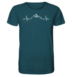 Bio Herzschlag Berge T-Shirt fürs Wandern, die Berge und Bergfreunde. Ein tolles Berg Geschenk für die Bergtour, Bergfans und Bergliebhaber. Nachhaltige Berg Geschenke und Berg T-Shirts hier bestellen.