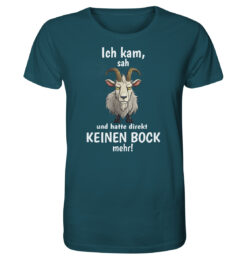 Ich kam sah und hatte keinen Bock mehr T-Shirt für Bergfreunde in blau. Ein lustiges Berg T-Shirt zum Wandern und als Geschenk für Bergfreunde.