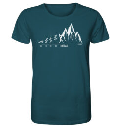 Bio Endlich Freitag Klettern T-Shirt für Bergsteiger, die Berge und Bergfreunde. Ein tolles Berg Geschenk für die Bergtour, Bergfans und Bergliebhaber. Nachhaltige Berg Geschenke und Klettershirts für Herren hier bestellen.