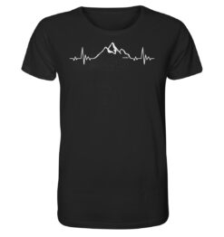 Bio Herzschlag Berge T-Shirt fürs Wandern, die Berge und Bergfreunde. Ein tolles Berg Geschenk für die Bergtour, Bergfans und Bergliebhaber. Nachhaltige Berg Geschenke und Berg T-Shirts hier bestellen.