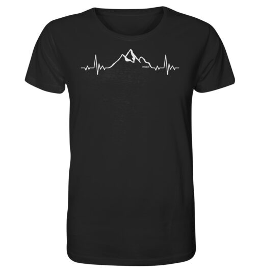 Bio Herzschlag Berge T-Shirt fürs Wandern, die Berge und Bergfreunde. Ein tolles Berg Geschenk für die Bergtour, Bergfans und Bergliebhaber. Nachhaltige Berg Geschenke und Berg T-Shirts hier bestellen.