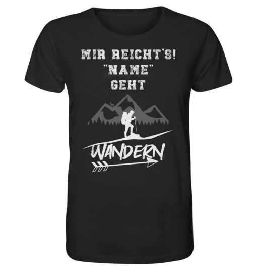 Bio Mir reichts ich geh Wandern personalisiertes Berg Shirt fürs Wandern, die Berge und Bergfreunde. Ein tolles Berg Geschenk mit Namen für die Bergtour, Bergfans und Bergliebhaber. Nachhaltige Berg Geschenke und personalisierte Berg T-Shirts mit Namen hier bestellen.