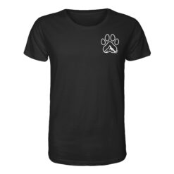 Hundepfote Berg T-Shirt für Bergfreunde in schwarz. Ein besonderes Berg T-Shirt zum Wandern und als Geschenk für Hundefreunde. Perfekt fürs Wandern mit Hund.