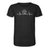 Herzschlag Hundepfote T-Shirt für Bergfreunde und Hundebesitzer in schwarz. Ein elegantes Berg T-Shirt zum Wandern und als Geschenk für Hundefreunde. Perfekt fürs Wandern mit Hund.