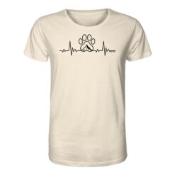 Herzschlag Hundepfote T-Shirt für Bergfreunde und Hundebesitzer in naturweiß. Ein elegantes Berg T-Shirt zum Wandern und als Geschenk für Hundefreunde. Perfekt fürs Wandern mit Hund.