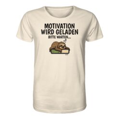 Faultier Motivation T-Shirt für Bergfreunde in naturweiß. Ein lustiges Faultier T-Shirt zum Wandern und als Geschenk für Bergfreunde und Faultierliebhaber.