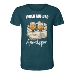 Aperolspur T-Shirt für Bergfreunde in blau. Ein lustiges Berg T-Shirt zum Wandern und als Geschenk für Bergfreunde.
