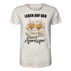 Aperolspur T-Shirt für Bergfreunde in weiß. Ein lustiges Berg T-Shirt zum Wandern und als Geschenk für Bergfreunde.